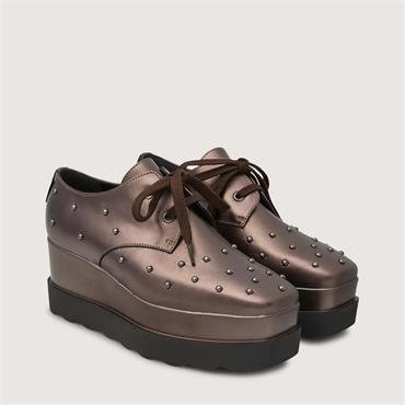 Marco Moreo Vienna Stud Laced Wedge Shoe - Brown Metallic